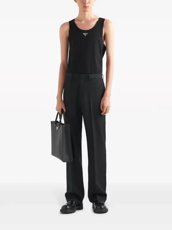 Black Prada tank top men outfit minimal logo sleeveless luxury streetwear clean style