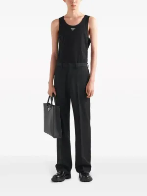 Black Prada tank top men outfit minimal logo sleeveless luxury streetwear clean style