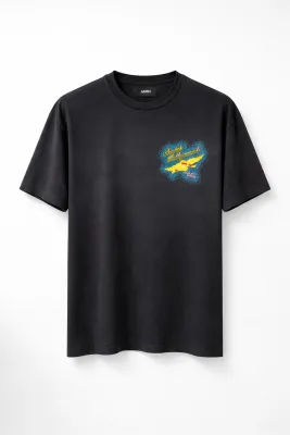 Amiri black men's t-shirt with rhinestone chest graphic and stone embellished detail