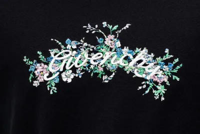  Givenchy floral embroidered logo detail on black men's t-shirt black designer graphic t shirt mens