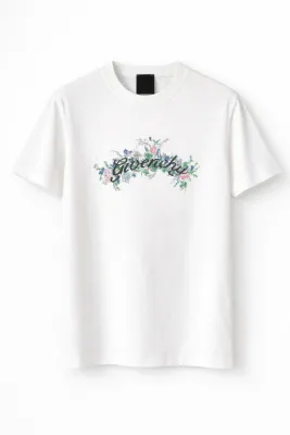 Givenchy white floral logo designer t-shirt for men premium catalog main image