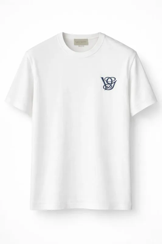 Valentino minimal logo embroidered tee mens front catalog studio product image