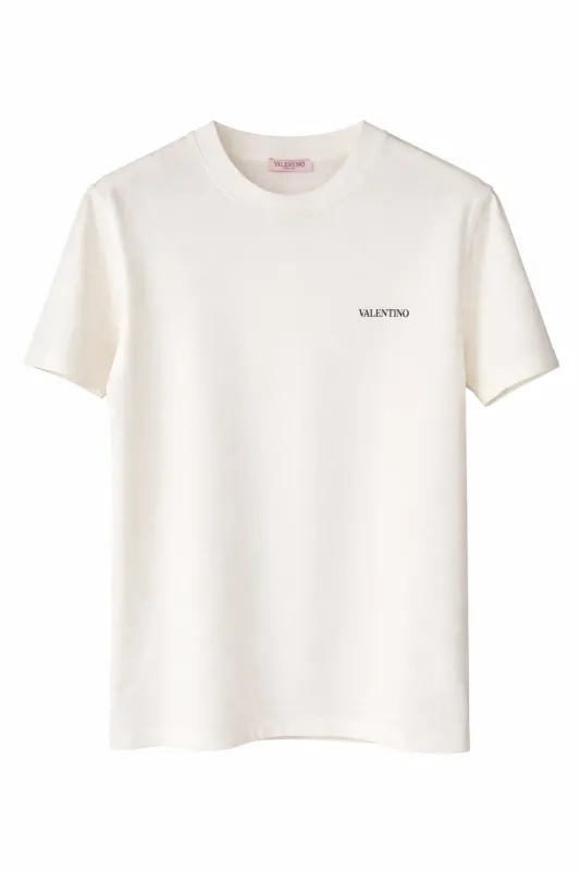Valentino white minimal logo t shirt men front catalog studio product image