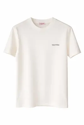 Valentino white minimal logo t shirt men front catalog studio product image