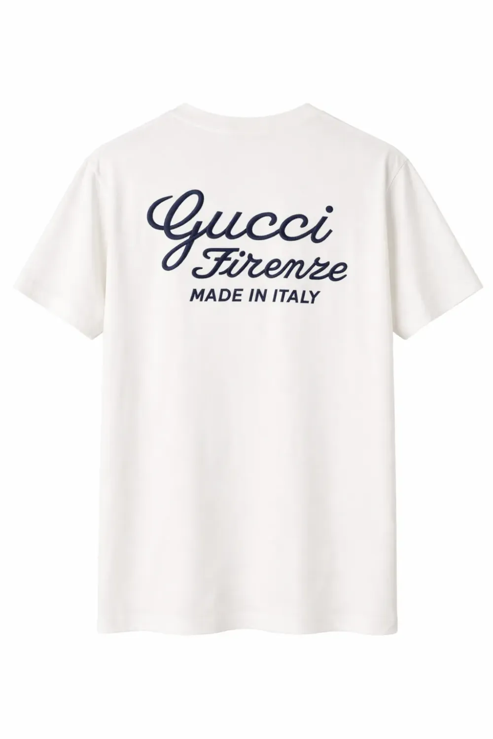 Gucci embroidered logo white tee mens back catalog rear logo view