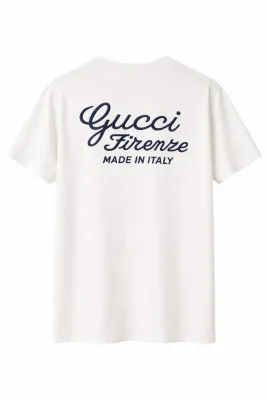 Gucci embroidered logo white tee mens back catalog rear logo view