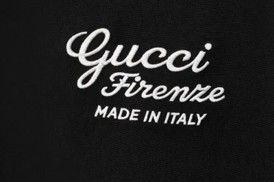 Gucci embroidered logo black tee mens logo close up embroidery detail