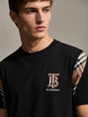 burberry black logo t shirt men's editorial chest crop tb monogram