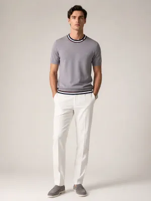 hermes grey knit t shirt men model front fit light grey knitwear