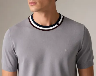 hermes grey knit t shirt men editorial chest crop embroidered h logo