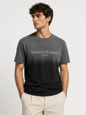 maison margiela logo t shirt men model front fit black embroidered tee