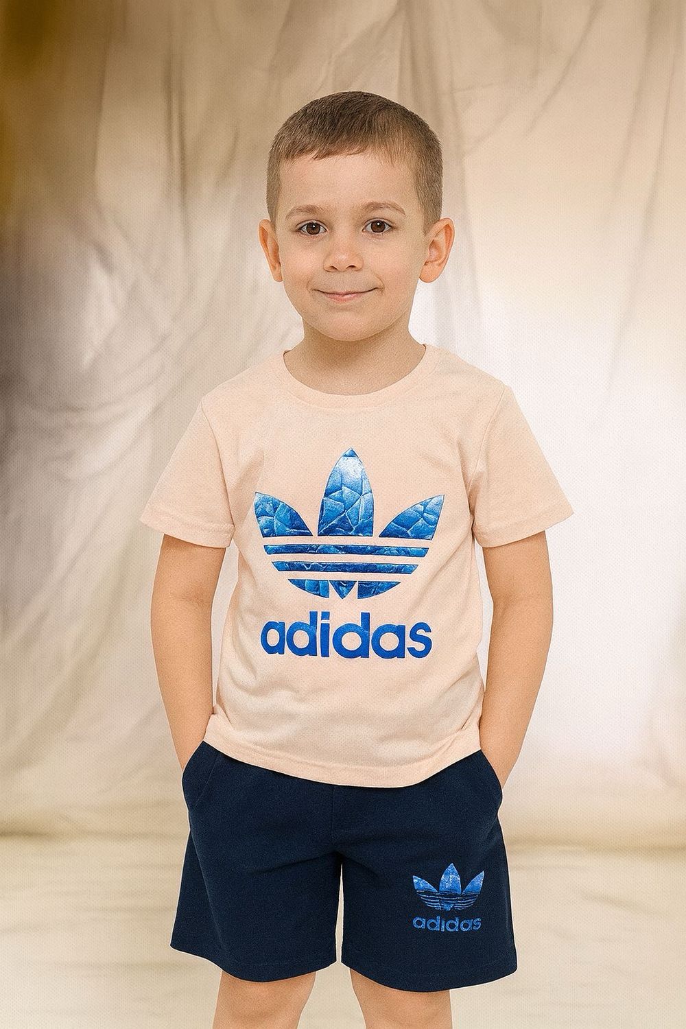 طقم صيفي من ٣ قطع شورت وقميص وكاب ( اختياري) رووعة