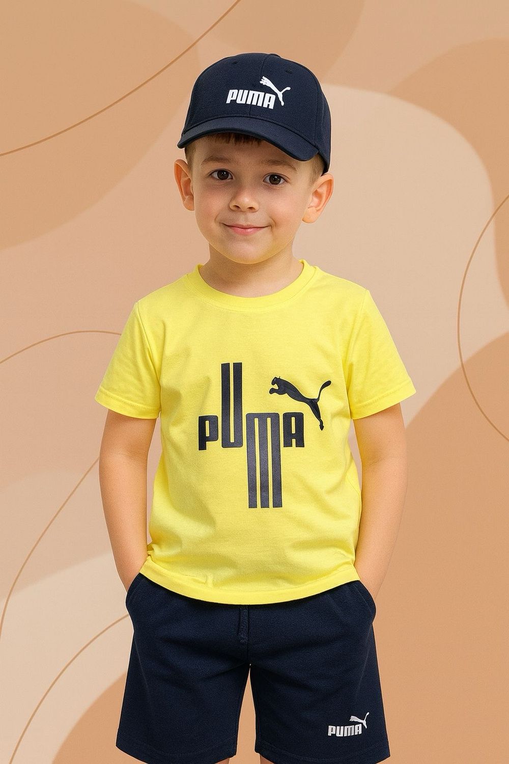 طقم صيفي من ٣ قطع شورت وقميص وكاب ( اختياري) رووعة