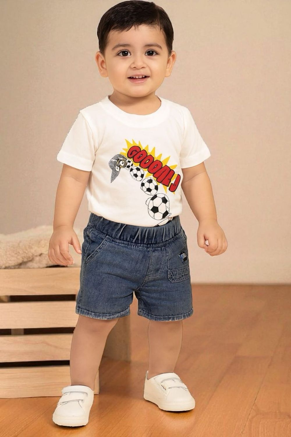 طقم أطفال من قطعتين قميص وشورت جينز