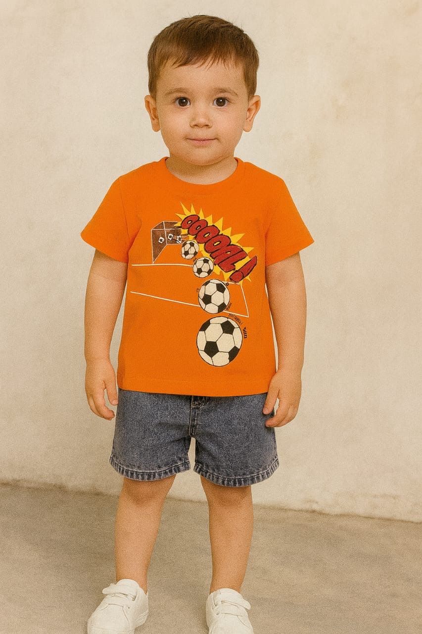 طقم أطفال من قطعتين قميص وشورت جينز