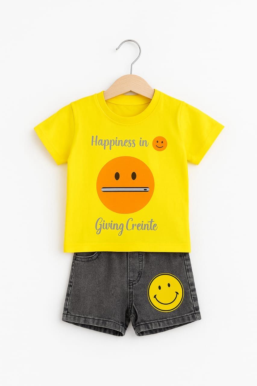 طقم أطفال من قطعتين قميص وشورت جينز