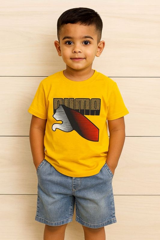 طقم اولاد جميل من قطعتين شوت جينز وقميص