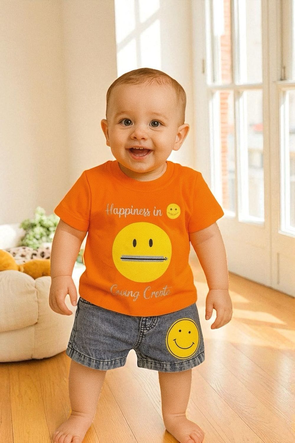 طقم أطفال من قطعتين قميص وشورت جينز