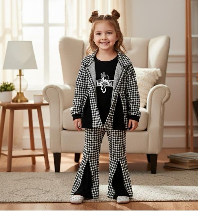طقم بنات شتوي من ٣ قطع قميص وجاكيت وبنطلون رووعة 🤩