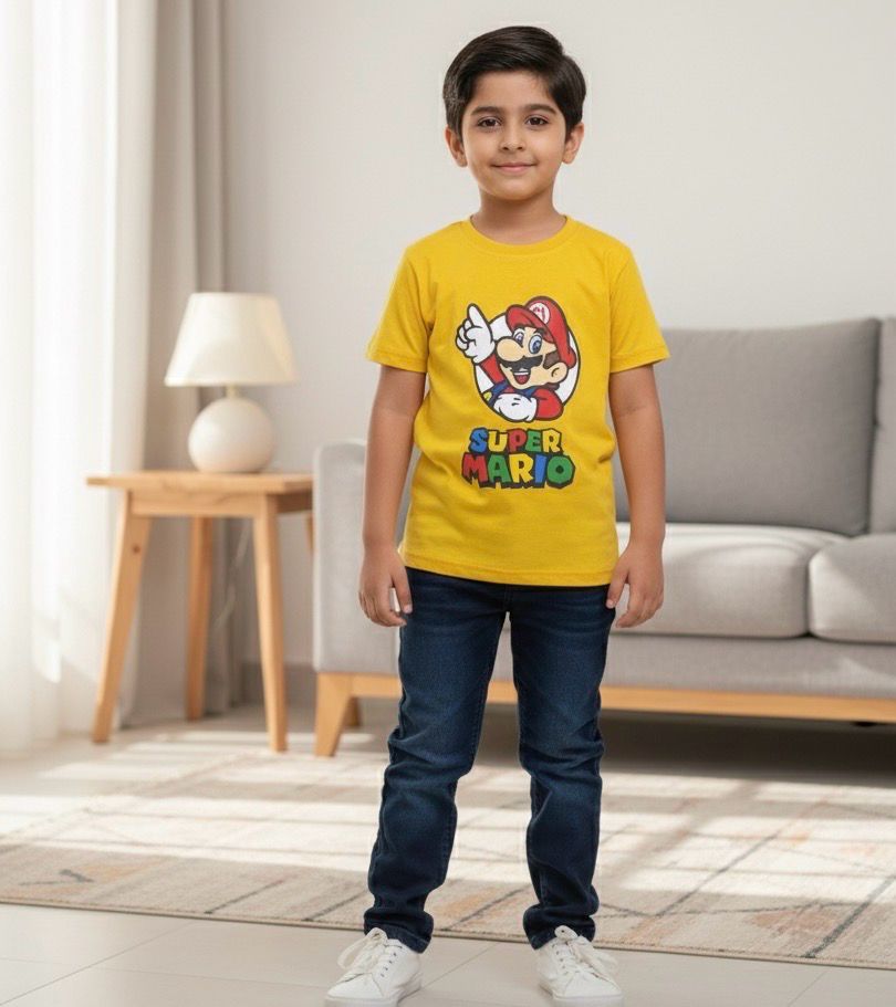 طقم اولاد جميل من قطعتين شوت جينز وقميص