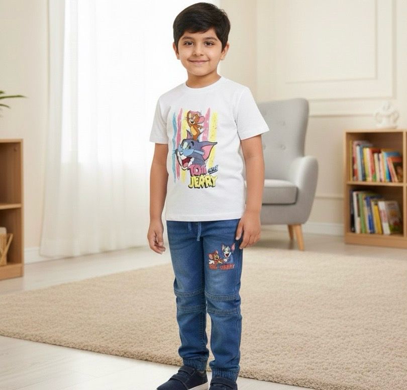 طقم اولاد شورت وبنطلون جيز وكاب اختياري