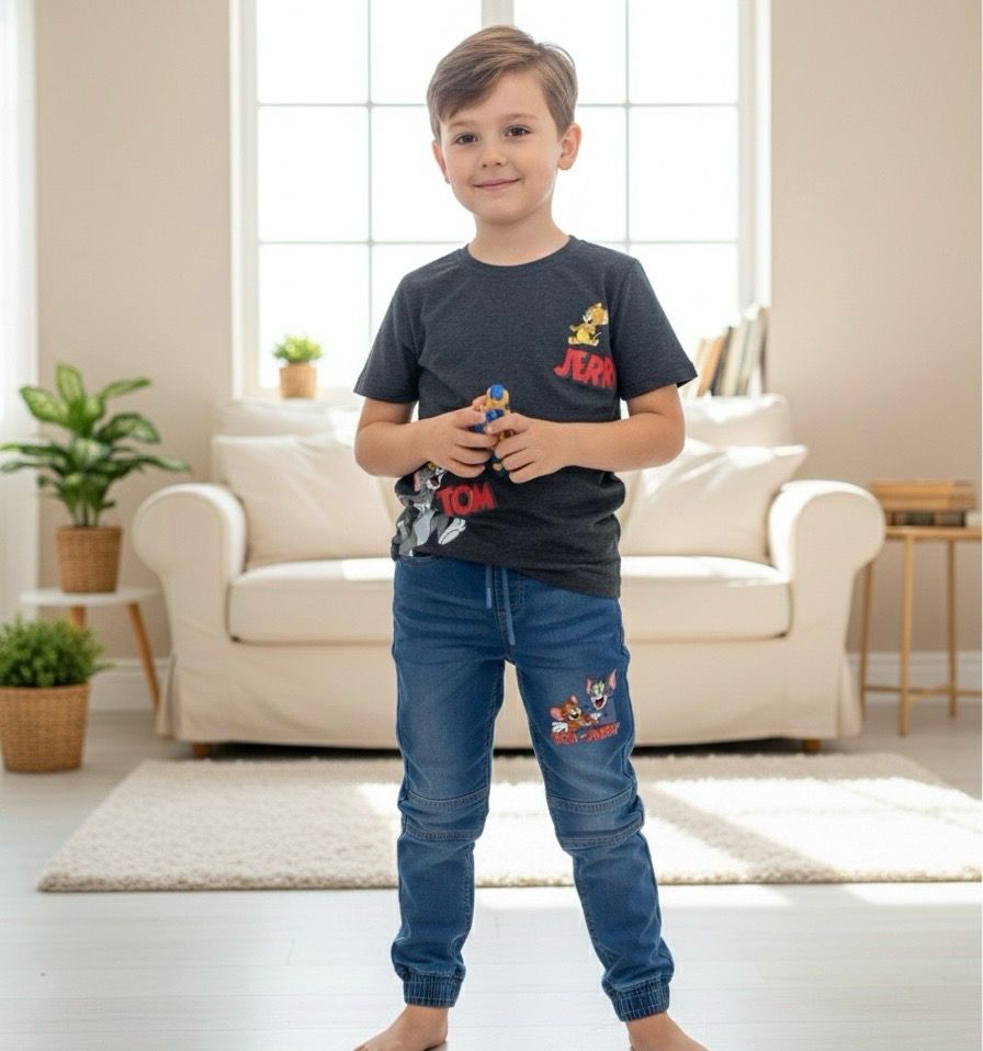 طقم اولاد شورت وبنطلون جيز وكاب اختياري