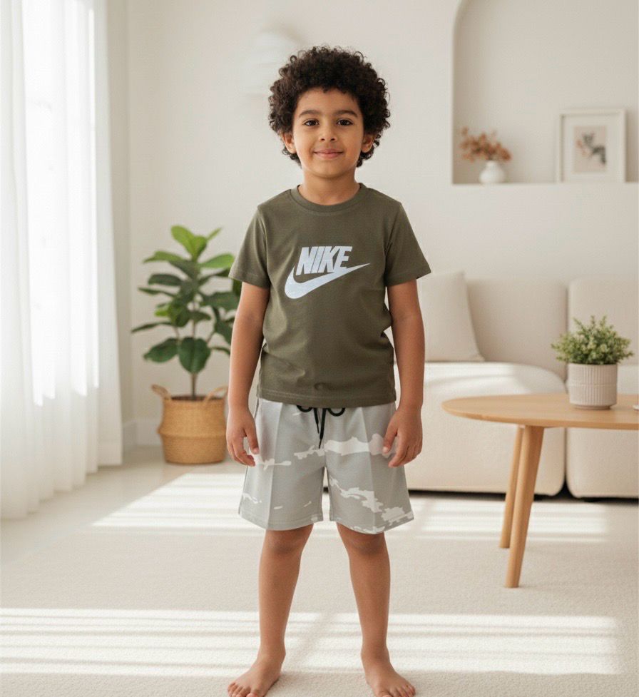 طقم اولاد جميل من قطعتين شوت وقميص