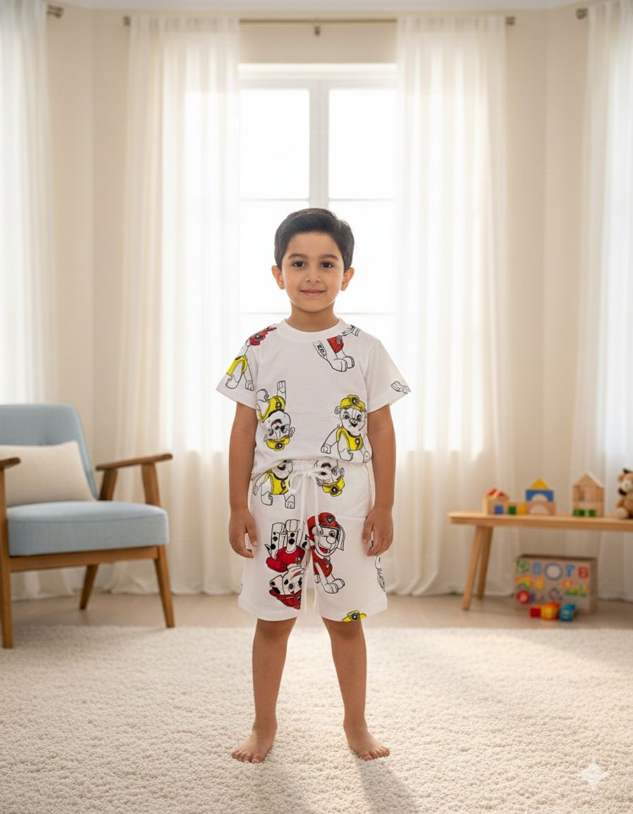 طقم أولاد من قطعتين  . قميص وشورت