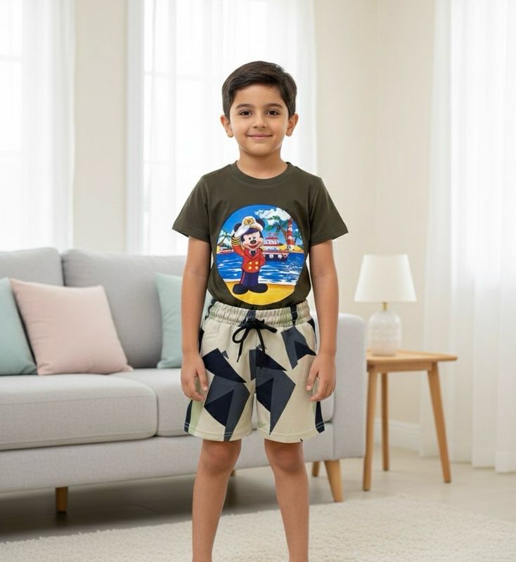 طقم أولاد   قميص وشورت ديجتل  قماش ممتاز