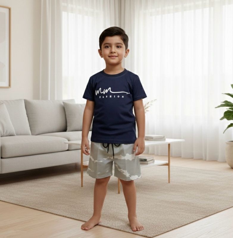طقم اولاد جميل من قطعتين شوت وقميص