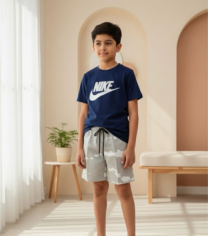 طقم اولاد جميل من قطعتين شوت وقميص