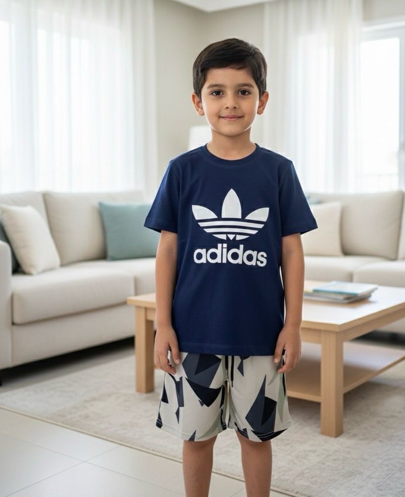 طقم اولاد جميل من قطعتين شوت وقميص