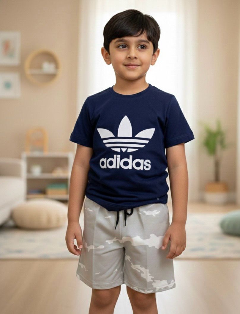 طقم اولاد جميل من قطعتين شوت وقميص