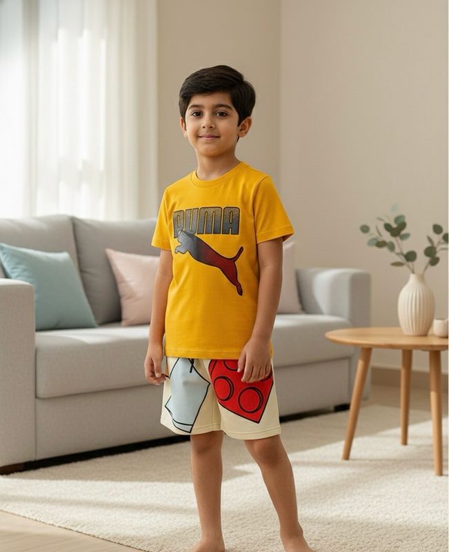 طقم اولاد جميل من قطعتين شوت وقميص