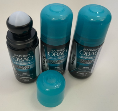 Garnier Obao Roll-On Antiperspirant No Alcohol Deodorant, Cool Metal for Men 48 Hours (65g) (3 PACK)