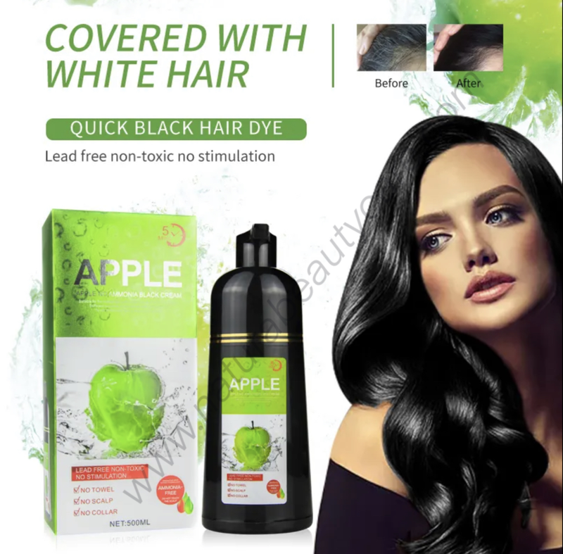 Mokeru Apple Vitamin C Hair Dye Shampoo 500ml for Men and Women-Black
