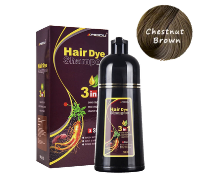 Meidu 3-in-1  Natural Ginger Hair Dye Shampoo For Man And Women Chestnut Brown