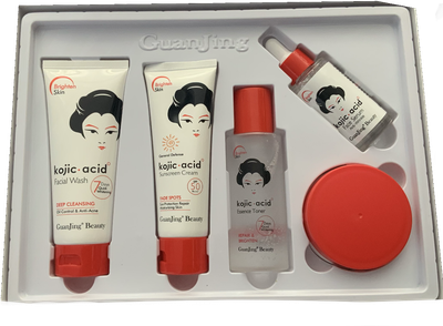 Kojic Acid Skin Care Set For Lightening Dark Spots, Hyperpigmentation, Melasma or Discoloration Caused for Sun Damage