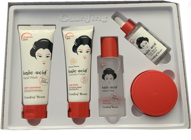 Kojic Acid Skin Care Set For Lightening Dark Spots, Hyperpigmentation, Melasma or Discoloration Caused for Sun Damage