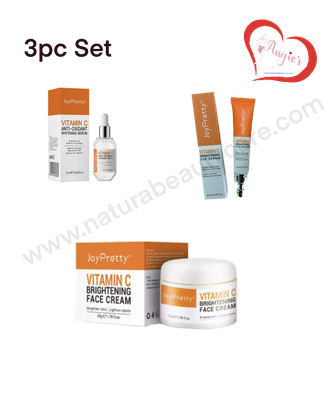 JoyPretty Moisturizer Anti-aging Whitening Plant Extracts Vitamin C Brightening Skin Care Set For Men and Women 3pc Set