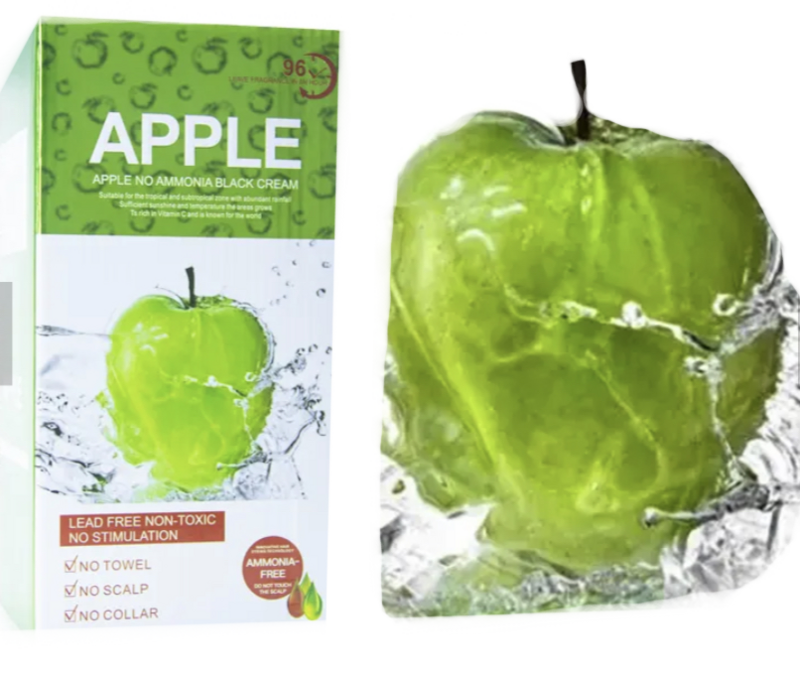 Natural 500ml Apple Hair Color Cream Ammonia Free 100% Gray Hair Coverage Black or Dark Brown (Original)