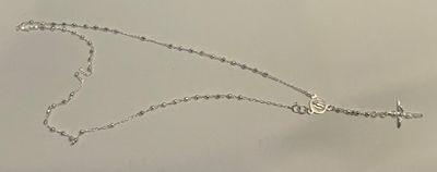 .925 Sterling Silver Rosary 3mm Diamond Cut 26" Necklace