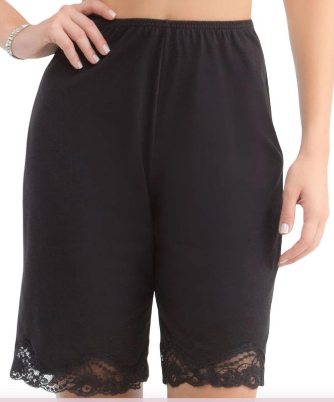 Ilusion Cotton Women's Classic Trouser Pants Half Slip with Lace Trim