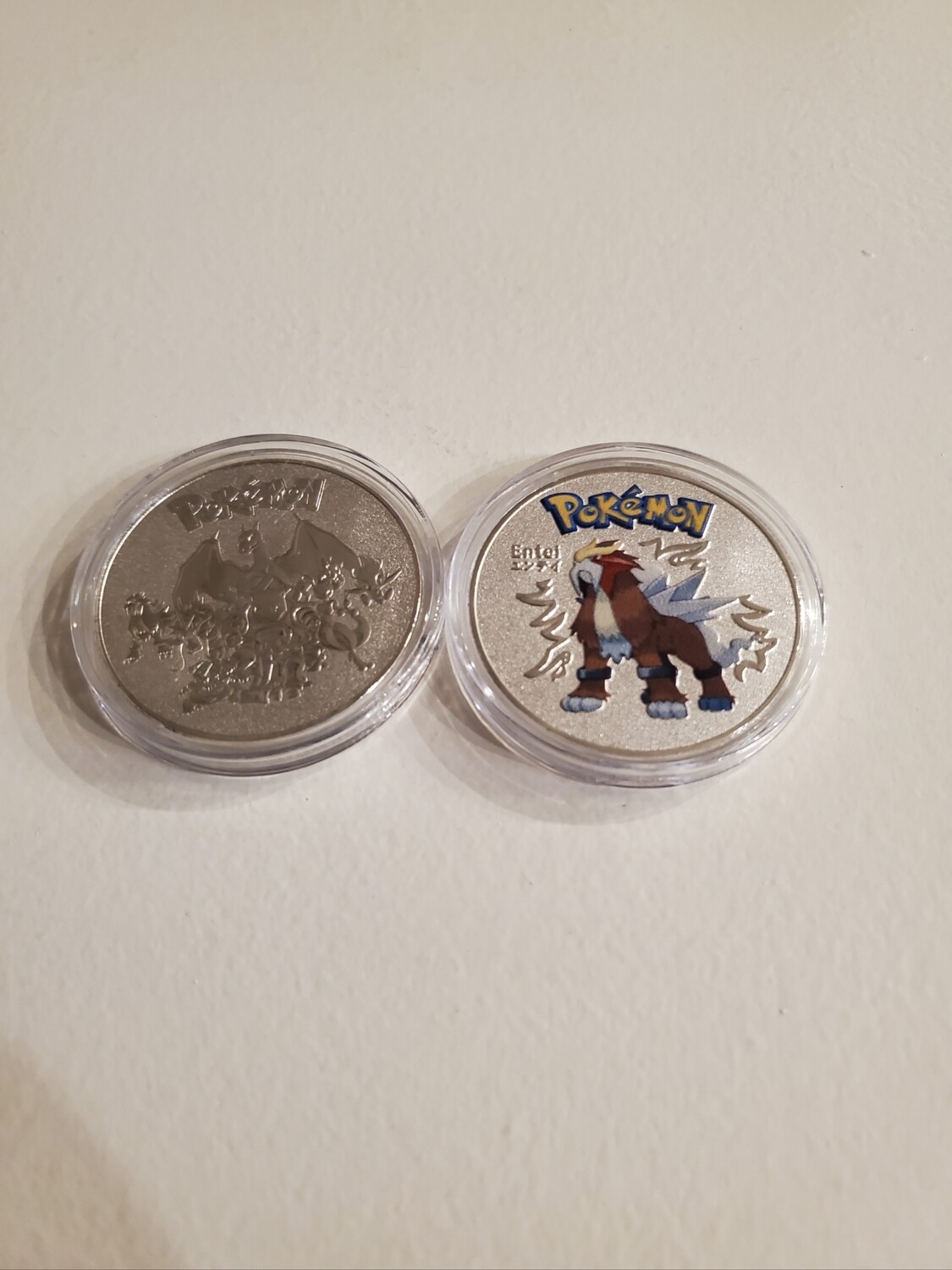Entei Silver Pokemon Collectible Metal Coin!