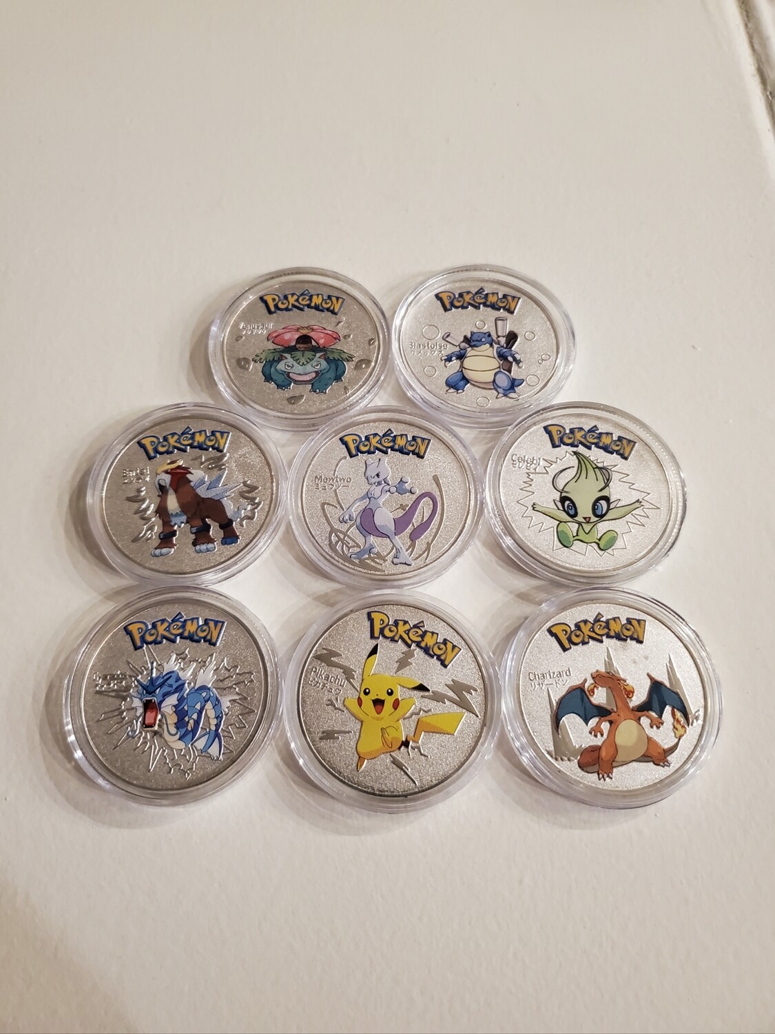 Silver Pokemon Collectible Metal Coin! — Complete 8-Piece Set