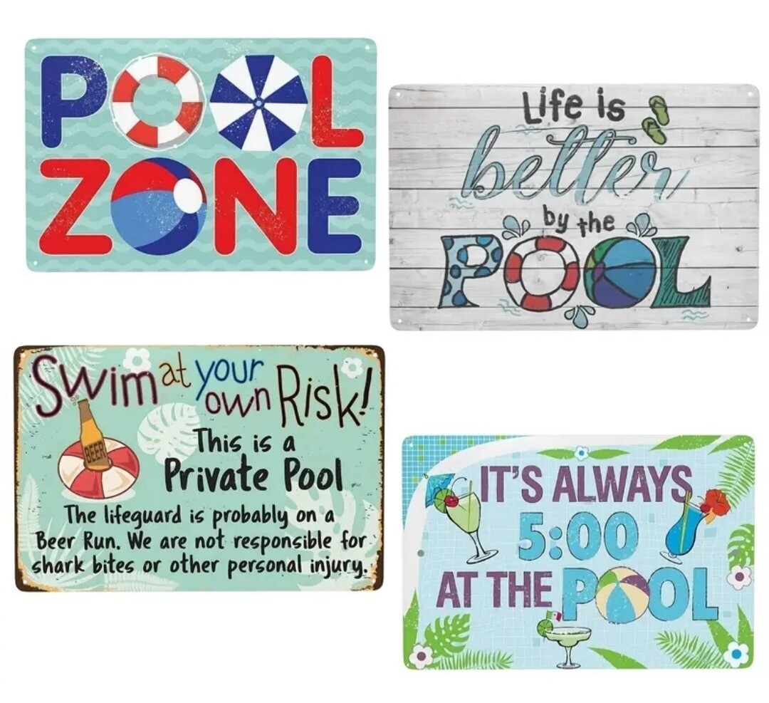 Decorative Funny Pool Signs, Aluminum, 8" x 12"