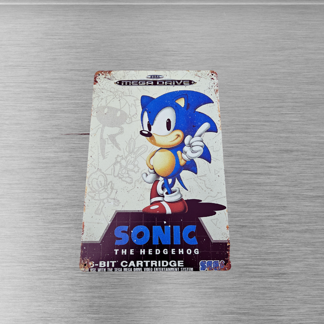 Sonic The Hedgehog Metal Sign 12 x 8in