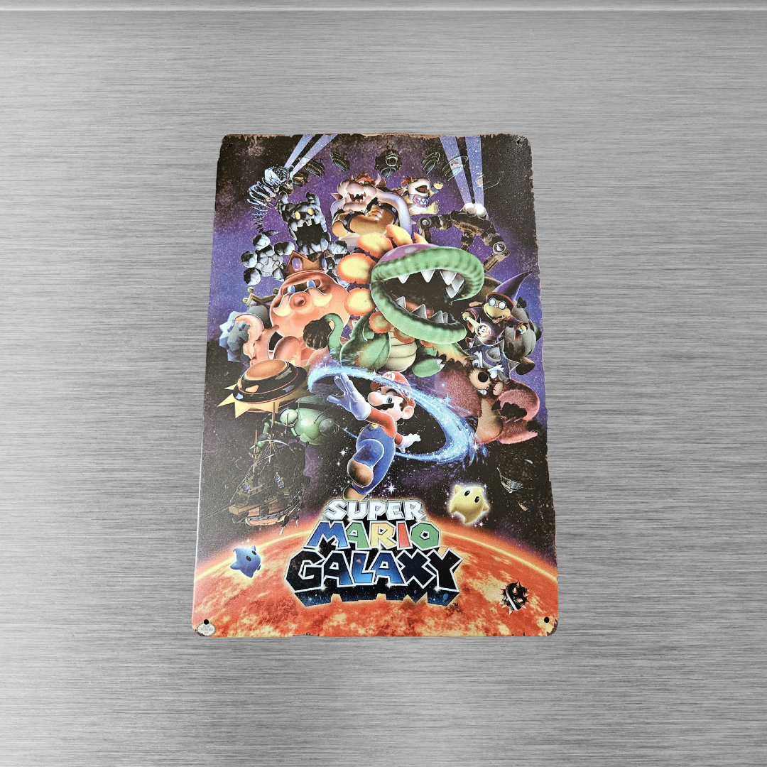 Super Mario Galaxy Metal Sign 12 x 8in