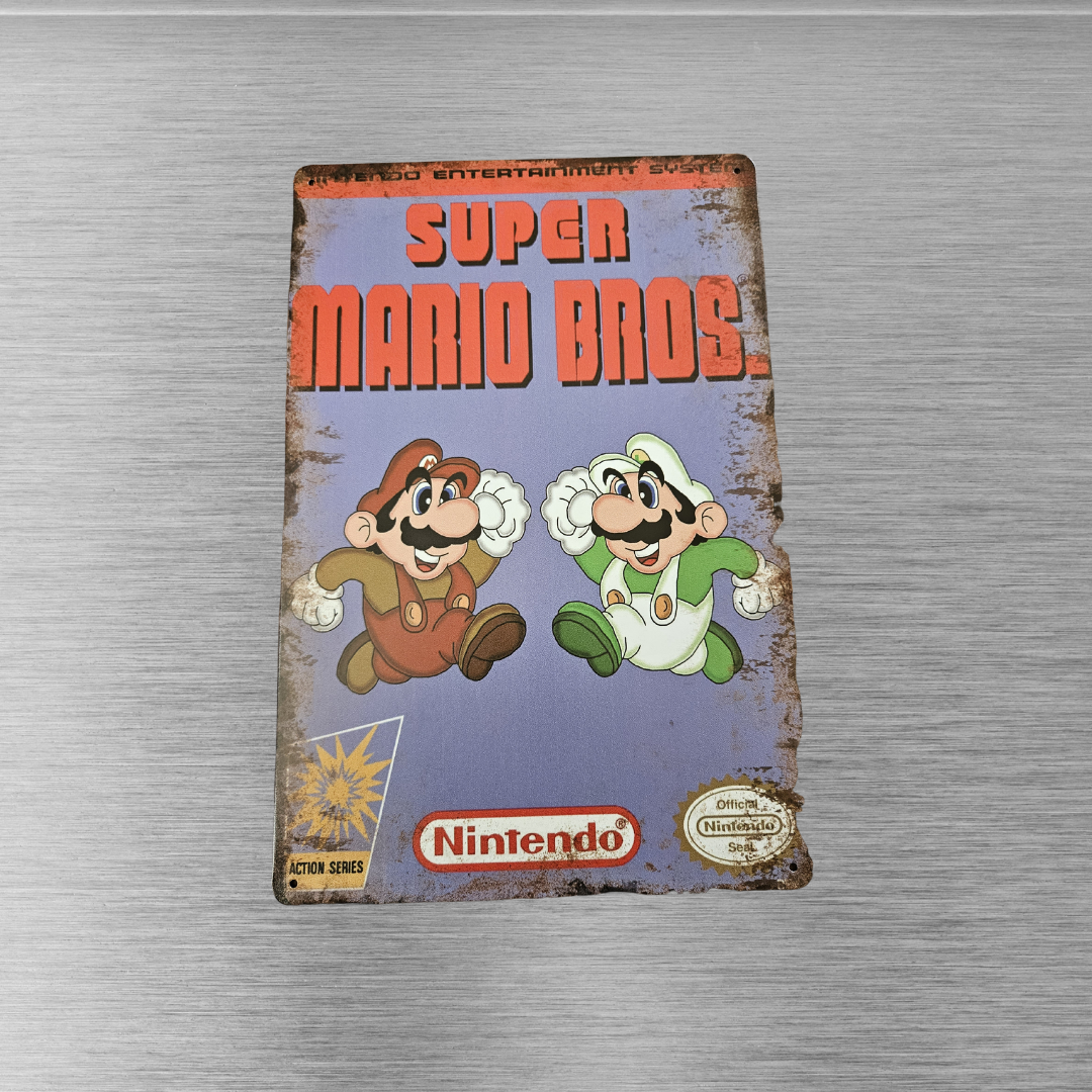 Super Mario Bros Metal Sign 12 x 8in