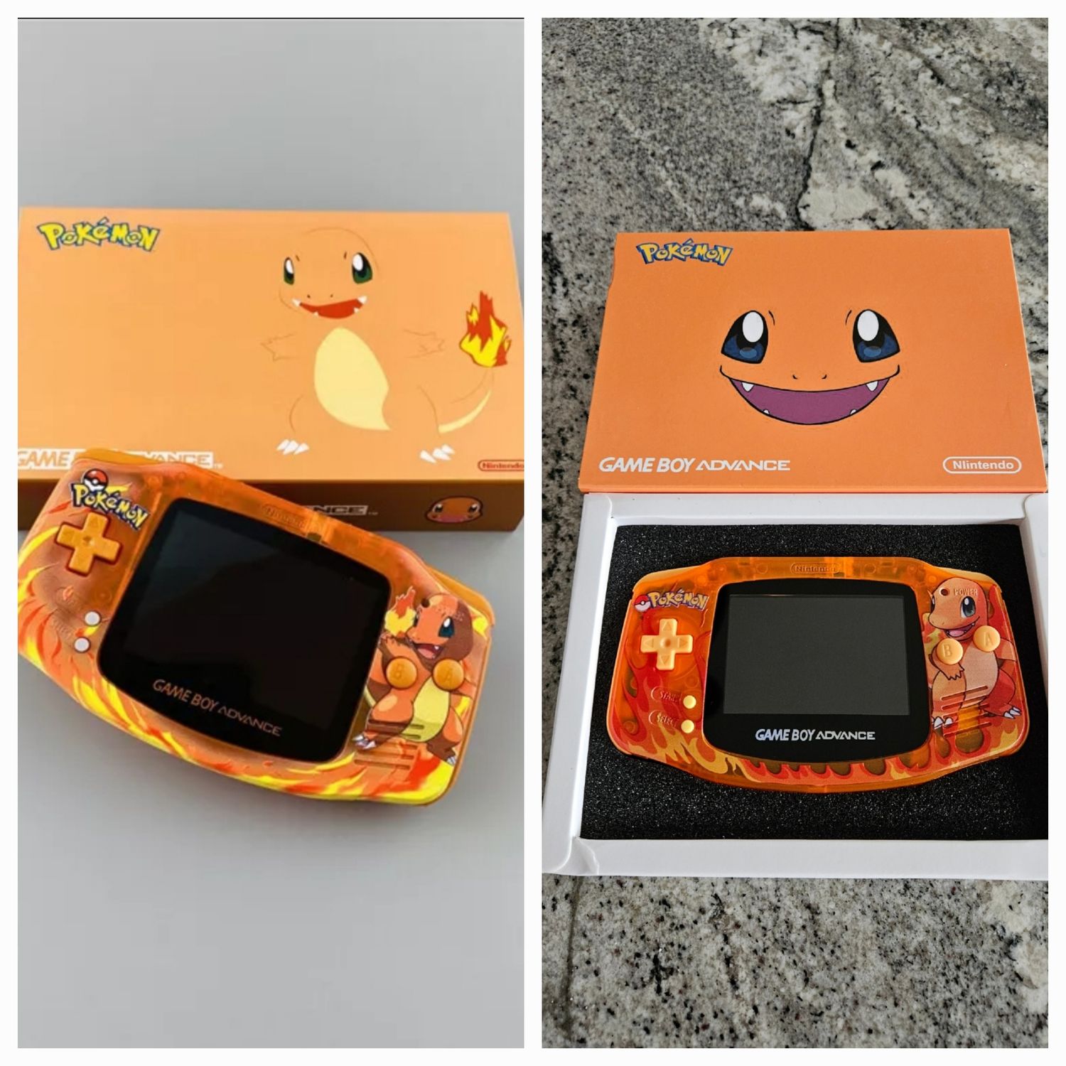 Charmander Gameboy Advance console – new IPS screen handheld.